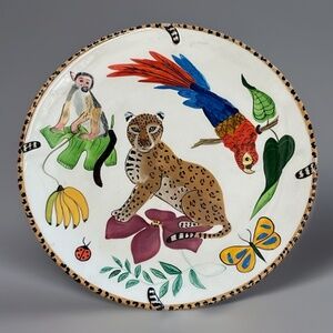 Jungle Jubilee by Lynn Chase Dinner Plate 2006 Atelier Jaguar Parrot Monkey #2